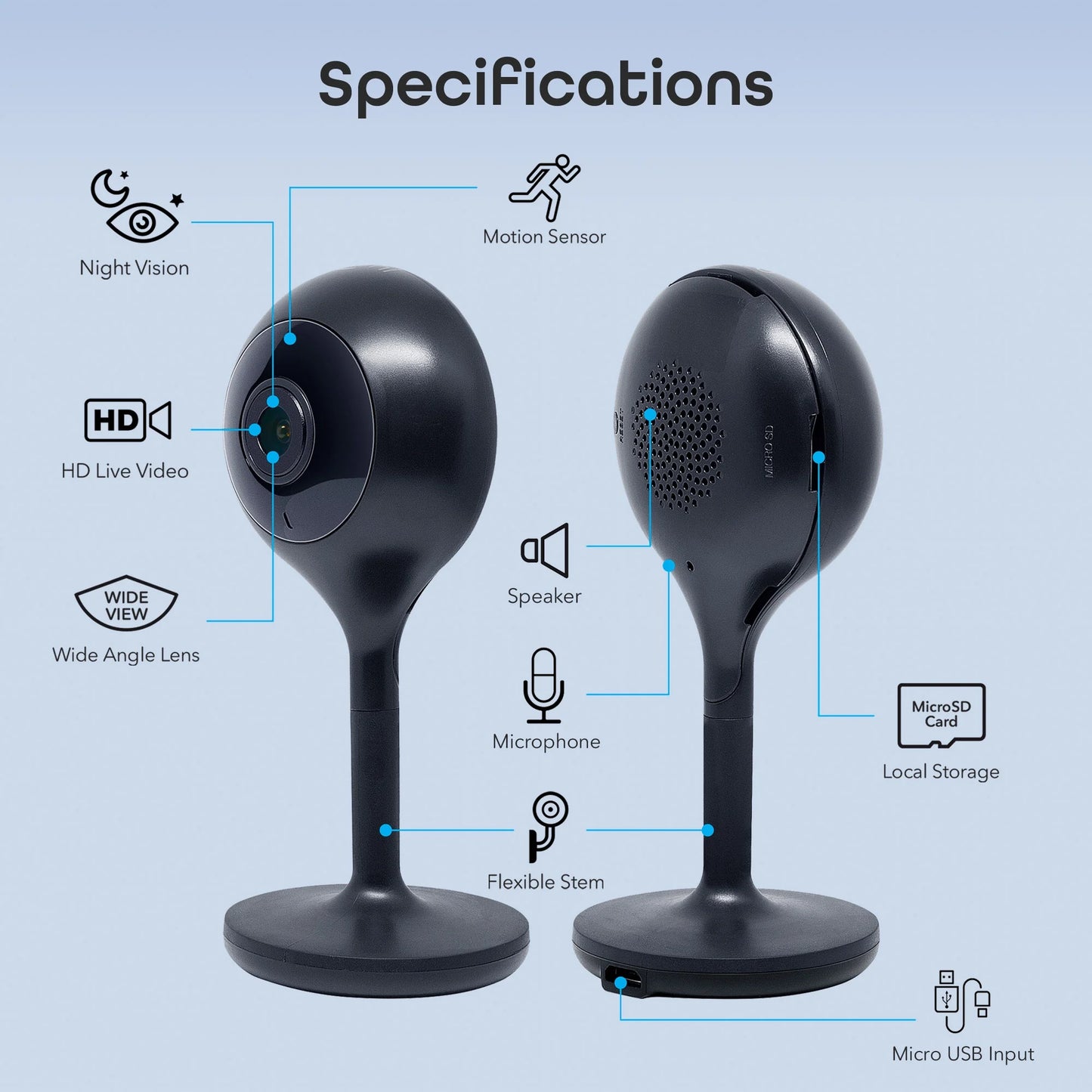 Look Smart Indoor Security Camera | 1080P HD with Night Vision, Motion Detection, 2-Way Audio | Compatible with Alexa & Google Home | 2 Pack
