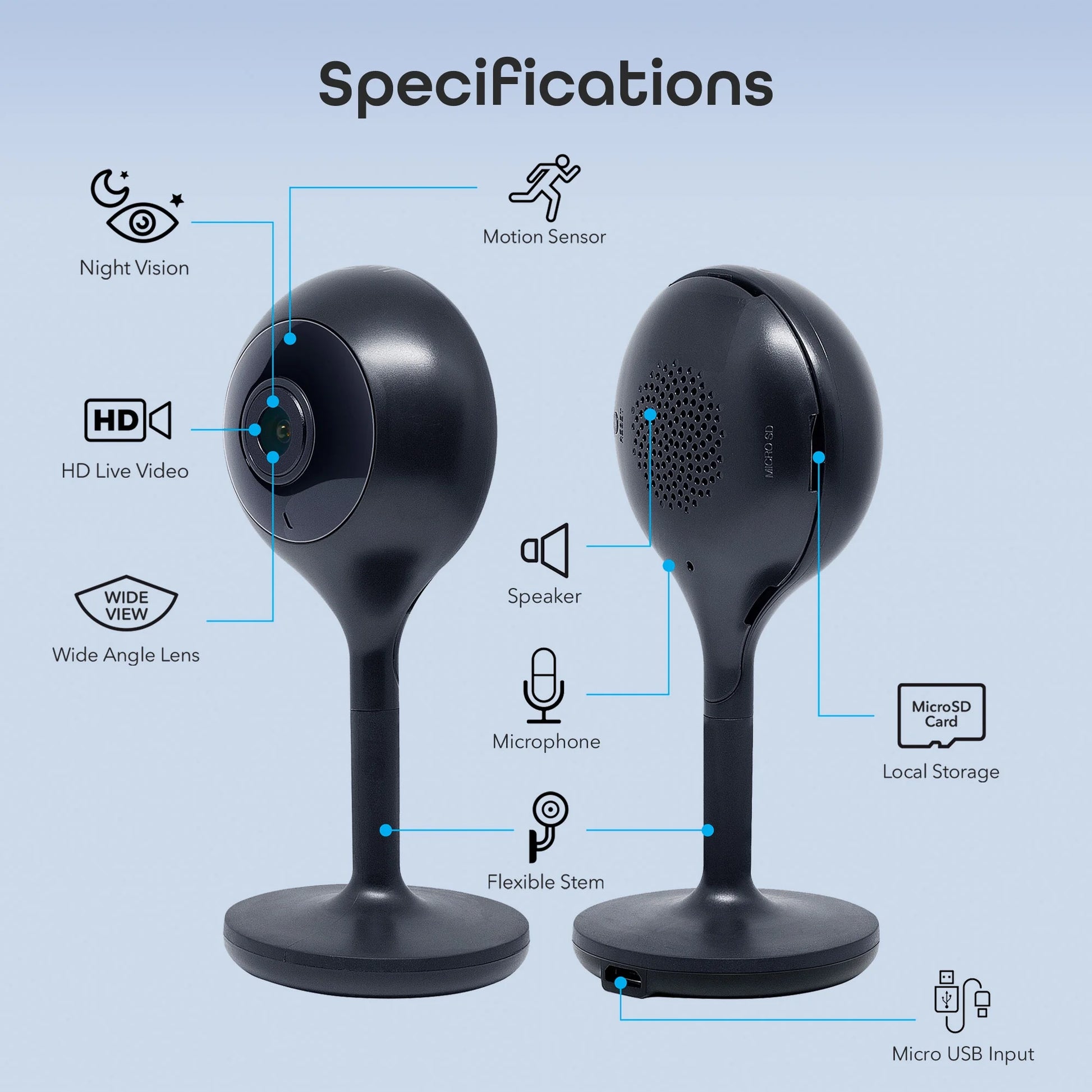Look Smart Indoor Security Camera | 1080P HD with Night Vision, Motion Detection, 2-Way Audio | Compatible with Alexa & Google Home | 2 Pack