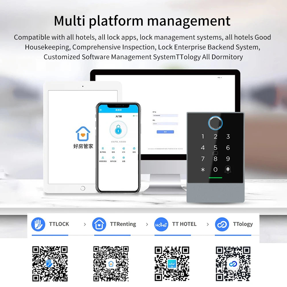 Wifi+Bluetooth Ttlock K3W K3FW K3QW Smart Lock Keypad Waterproof Smart Lock App Alexa Fingerprint Code RFID Card Access Control