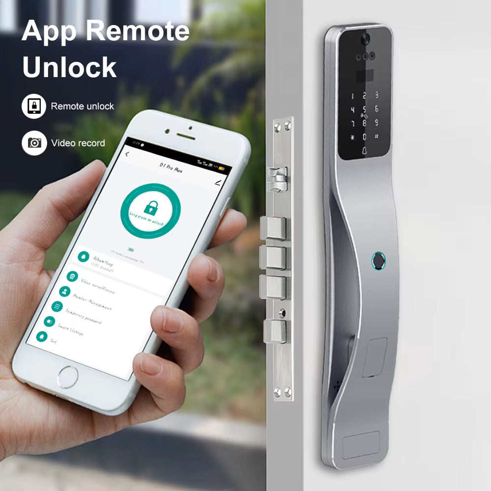 3D Face Recognition Smart Lock with Card Smart Lock Israel Mortise Alexa/Tuya Wifi Biometric Automatic Lock for Home Security