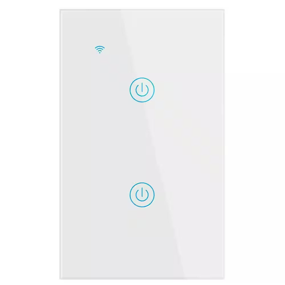 2-Gang Wi-Fi Smart Wall Touch Light Switch Glass Panel Compatible for Alexa/Google APP