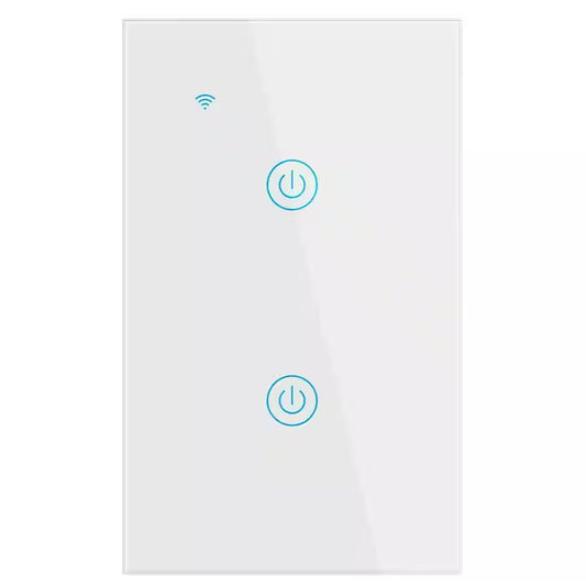 2-Gang Wi-Fi Smart Wall Touch Light Switch Glass Panel Compatible for Alexa/Google APP