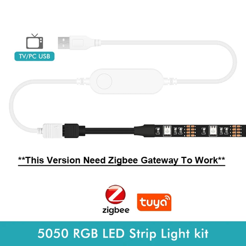 Smart Zigbee USB Led Lights Tuya Wifi RGB Led Strip DC5V 5050 Smart Led TV Back Lighting Wok with Alexa Google Home