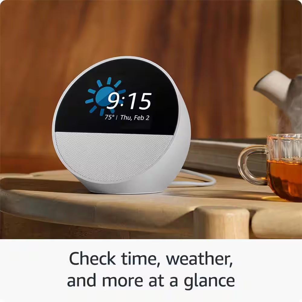 Echo Spot Smart Alarm Clock with Vibrant Sound plus Alexa, Ocean Blue