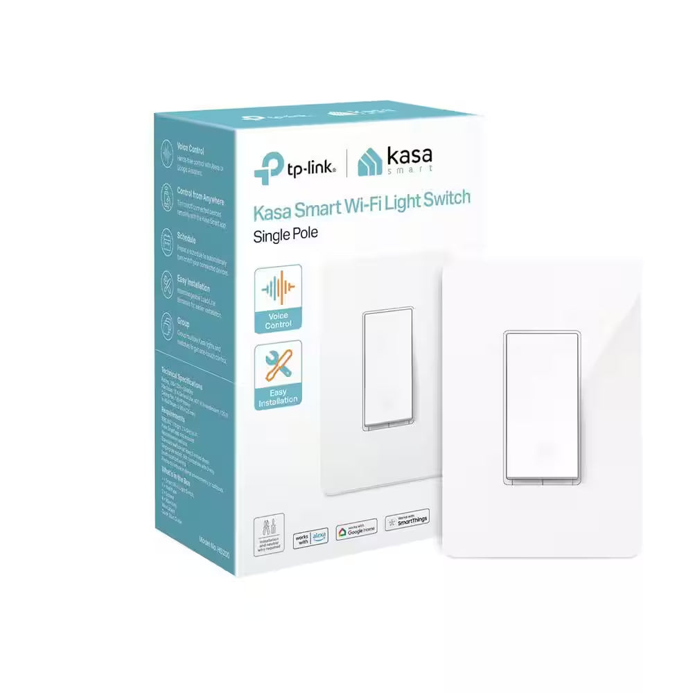 15 Amp Smart Light Switch Single-Pole 1-Way Light Switch with Alexa and Google Home in White (1 Pack)