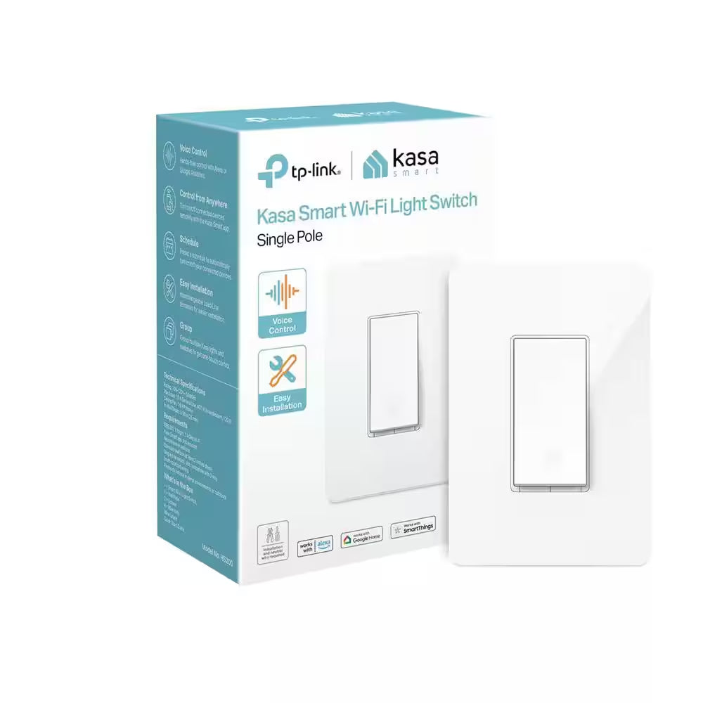 15 Amp Smart Light Switch Single-Pole 1-Way Light Switch with Alexa and Google Home in White (1 Pack)