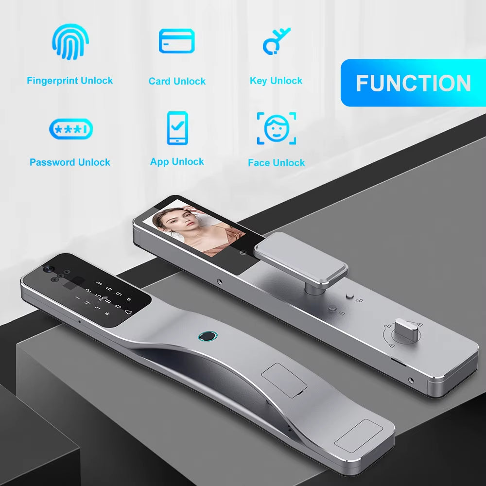3D Face Recognition Smart Lock with Card Smart Lock Israel Mortise Alexa/Tuya Wifi Biometric Automatic Lock for Home Security
