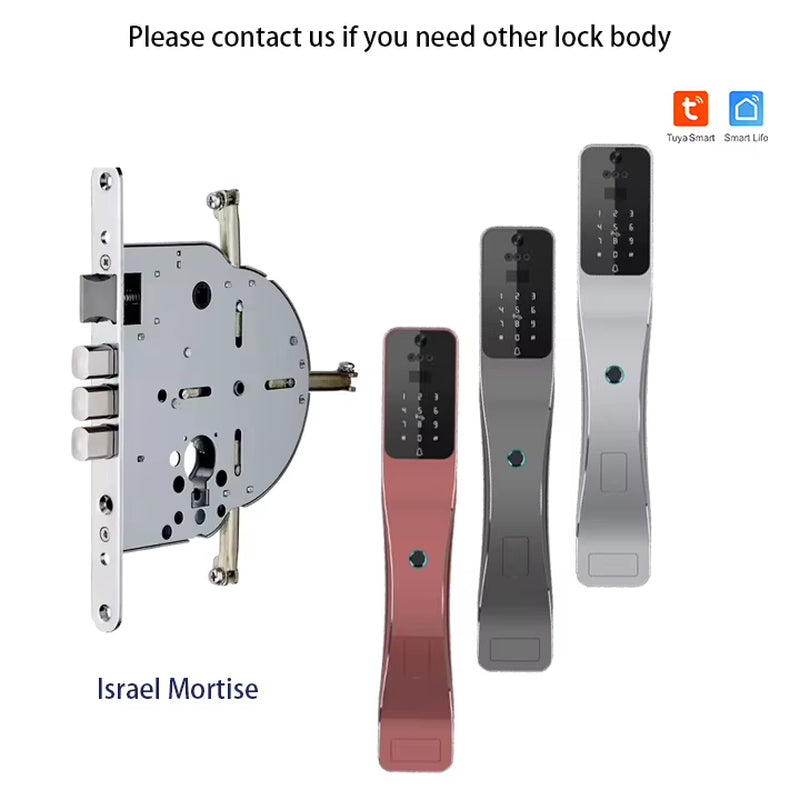 3D Face Recognition Smart Lock with Card Smart Lock Israel Mortise Alexa/Tuya Wifi Biometric Automatic Lock for Home Security